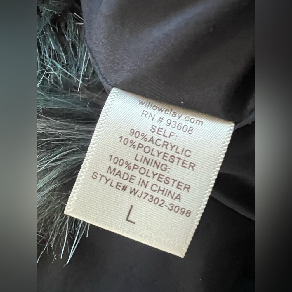 Willow And Clay Faux Fur Coat Teal Gray Multi Color Open Front Jacket Boho - Picture 10 of 12